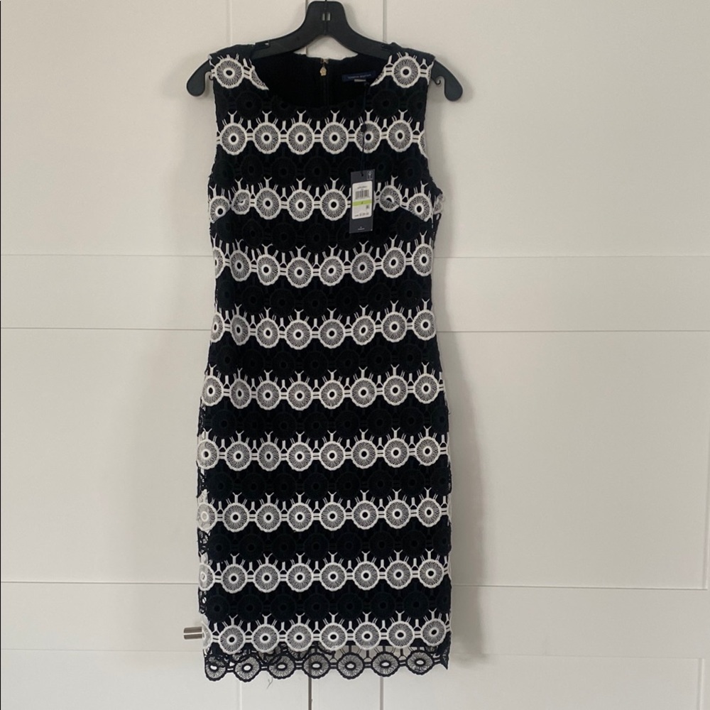 Elegant Black and White Lace Dress